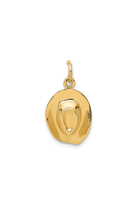 14k Yellow Gold Cowboy Hat Pendant Charm for Men or Women, Western Rodeo Jewelry, Country Style Accessory, Rustic Symbol of Adventure and Individualism