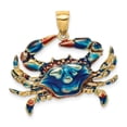 thumbnail image 1 of 14k Yellow Gold Crab Pendant with Blue and Red Enamel, Realistic Zodiac Cancer Necklace for Men and Women, Nautical Marine Life Jewelry, Ocean Style Charm for Astrology and Beach Lovers, 1 of 5