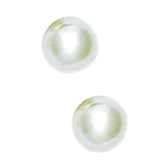 14k Yellow Gold Creamrose 6mm Round Crystal Pearl Earrings Stud Earring for Women