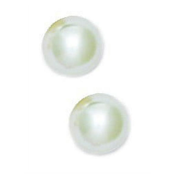 14k Yellow Gold Creamrose 7mm Round Crystal Pearl Earrings