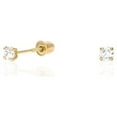 thumbnail image 1 of 14k Yellow Gold Created Diamond Stud Screw Back Earrings 0.10Ct-4Ct, 1 of 20