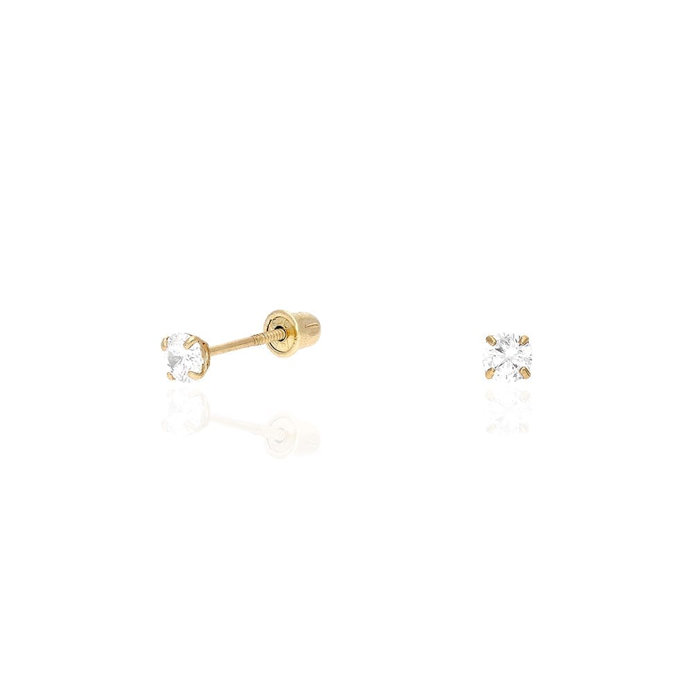 14K Gold Lab Diamond Stud Earrings, CVD Brilliant Solitaire Round Diamond Studs, Screwback 14K White Gold / 0.14ctw (2.5mm