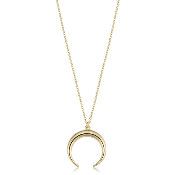 KoolJewelry 14k Yellow Gold Crescent Moon Necklace (18 inch)