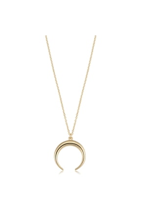 KoolJewelry 14k Yellow Gold Crescent Moon Necklace (18 inch)