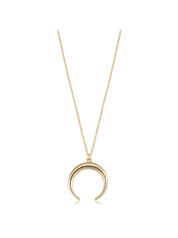 KoolJewelry 14k Yellow Gold Crescent Moon Necklace (18 inch)