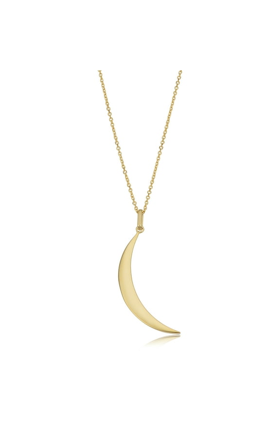 KoolJewelry 14k Yellow Gold Crescent Moon Pendant Cable Chain Necklace (18 inch)