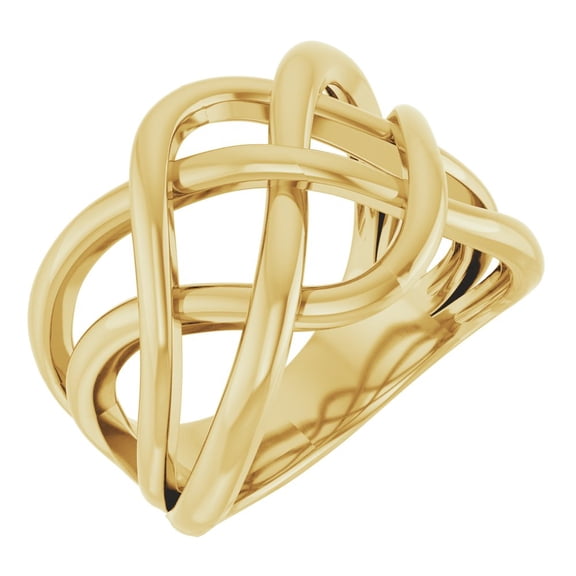14k Yellow Gold Criss-Cross Freeform Bypass Metal Fashion Ring Fine Jewelry For Women Gifts For Her, Size 7