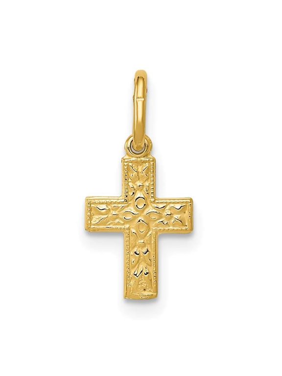 14k Yellow Gold Cross Fancy Pendant