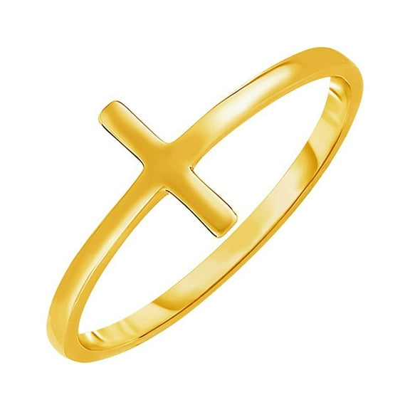 14k Yellow Gold Cross Motif Ring Size 7