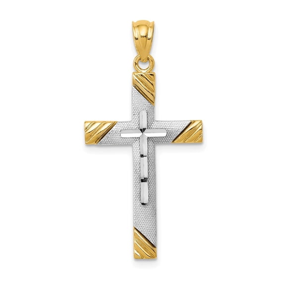 14k Yellow Gold Cross Pendant Charm
