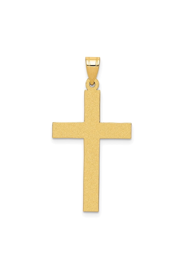 14k Yellow Gold Cross Pendant Necklace for Men and Women, Polished Christian Jewelry Symbolizing Faith, Simple Religious Accessory for Baptism or Confirmation