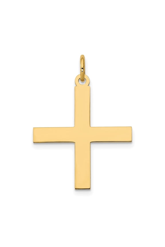 14k Yellow Gold Cross Pendant Necklace for Men and Women, Polished Christian Symbol, Plain Religious Jewelry for Faith and Worship