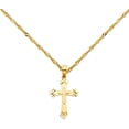 thumbnail image 1 of 14k Yellow Gold Cross Religious Pendant Charm 1.2mm Singapore Necklace Chain (24), 1 of 5
