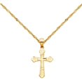 thumbnail image 1 of 14k Yellow Gold Cross Religious Pendant Charm Singapore Necklace Chain Set (16), 1 of 3