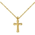 thumbnail image 1 of 14k Yellow Gold Cross Religious Pendant Charm Singapore Necklace Chain Set (18), 1 of 5