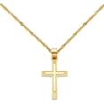 thumbnail image 1 of 14k Yellow Gold Cross Religious Pendant Charm Singapore Necklace Chain Set for Men (24), 1 of 5