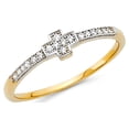 thumbnail image 1 of 14k Yellow Gold Cross Ring CZ Religious Band Style Beaded Design Polished Finish Fancy Size 9, 1 of 1