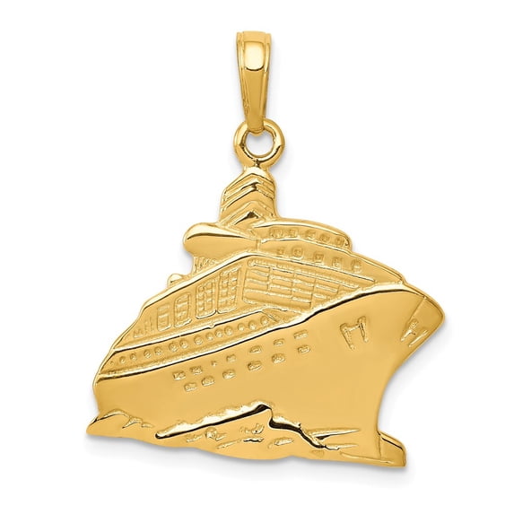 14k Yellow Gold Cruise Ship Pendant Charm