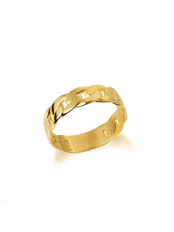 14k Yellow Gold Cuban Link Chain Ring (Size 8.75)
