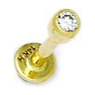 14k Yellow Gold Cubic Zirconia 14 Gauge Ball Shaped Body Piercing Jewelry Labret Stud