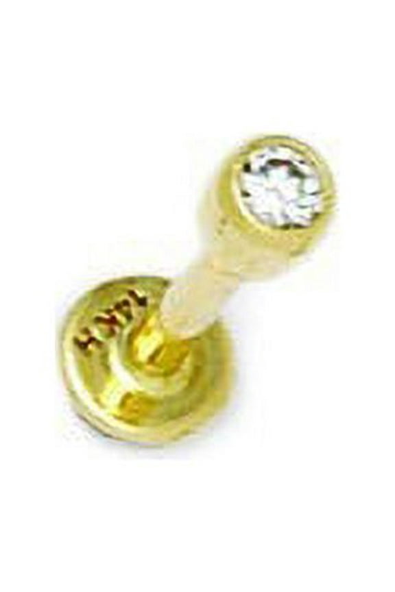 14k Yellow Gold Cubic Zirconia 14 Gauge Ball Shaped Body Piercing Jewelry Labret Stud