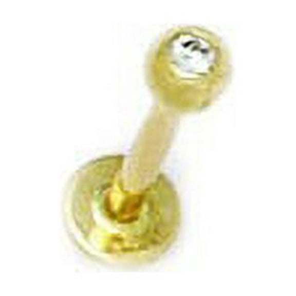 14k Yellow Gold Cubic Zirconia 16 Gauge Ball Shaped Body Piercing Jewelry Labret Stud