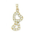thumbnail image 1 of 14k Yellow Gold Cubic Zirconia 2 Hearts Pendant - Measures 25x11mm, 1 of 2