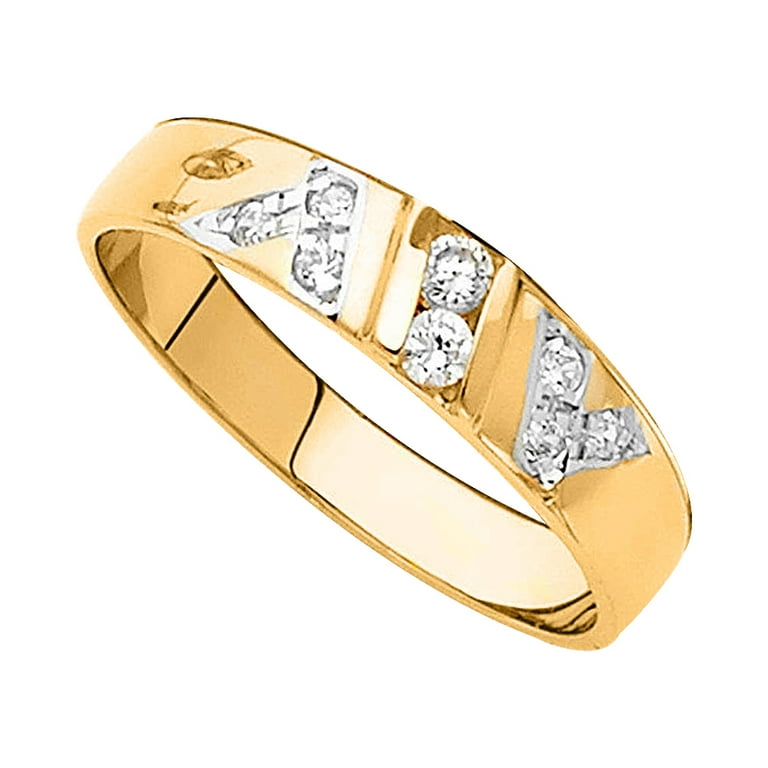 14k Yellow Gold Cubic Zirconia 4-mm Ladies Wedding Band