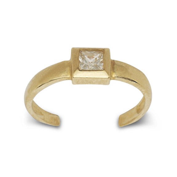 14k Yellow Gold Cubic Zirconia Adjustable Elegant Body Jewelry Toe Ring