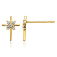 thumbnail image 1 of 14K Solid Yellow Gold Cubic Zirconia CZ Holy Cross Drop Dangle Christian Religious Stud Earrings, 1 of 10