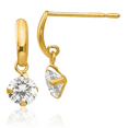 thumbnail image 1 of 14K Solid Yellow Gold Cubic Zirconia CZ Drop Dangle Earrings, 1 of 10