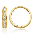 thumbnail image 1 of 14K Solid Yellow Gold Cubic Zirconia CZ Huggie Small Hoop Earrings, 1 of 10