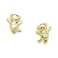 thumbnail image 1 of 14k Yellow Gold Cubic Zirconia Dancing Teddy Bear Screw-Back Earrings - Measures 11x8mm, 1 of 2