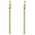thumbnail image 1 of 14k Yellow Gold Cubic Zirconia Dangle Huggies Earrings, (30mm X 3mm), 1 of 2