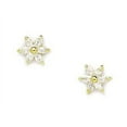 thumbnail image 1 of 14k Yellow Gold Cubic Zirconia Flower Screw-Back Earrings - Measures 7x8mm, 1 of 2