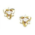 thumbnail image 1 of 14k Yellow Gold Cubic Zirconia Flower Screw-Back Earrings - Measures 9x9mm, 1 of 2