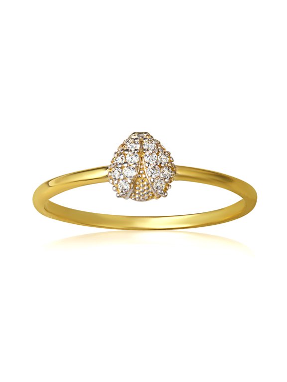 14k Yellow Gold Cubic Zirconia Ladybug Ring (Size 9.5)