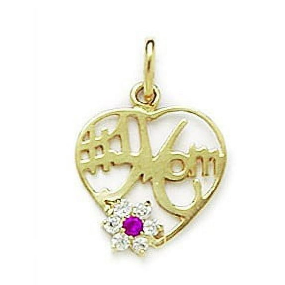 14k Yellow Gold Cubic Zirconia Mom Pendant - Measures 19x14mm