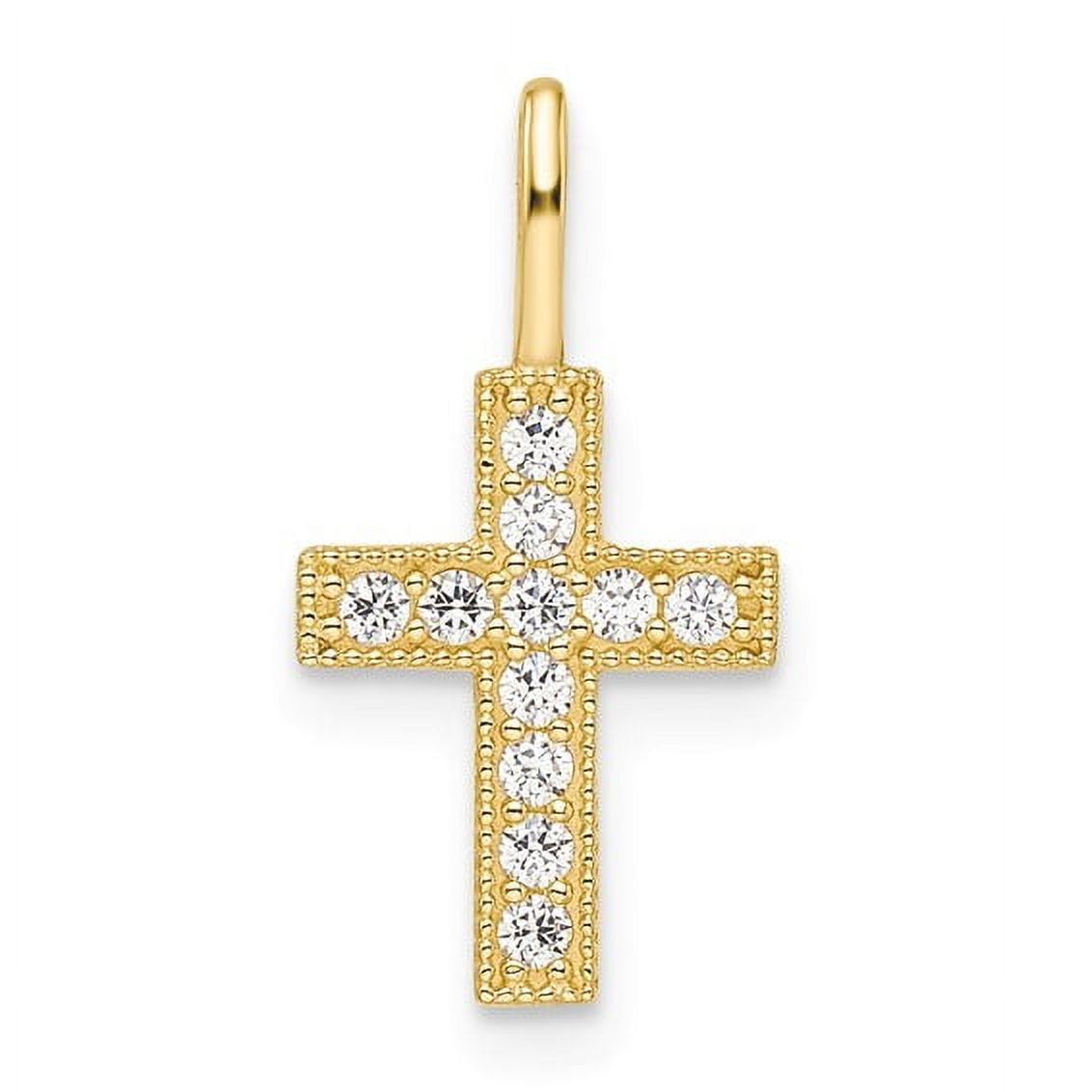 GOLD TIME 14k Yellow Gold Cubic Zirconia Small Cross Pendant