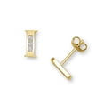 thumbnail image 1 of 14k Yellow Gold Cubic Zirconia Small Initial I Earrings - Measures 7x3mm, 1 of 2