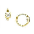 thumbnail image 1 of 14k Yellow Gold Cubic Zirconia Square Hinged Earrings - Measures 11x12mm, 1 of 2
