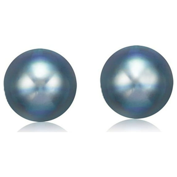 14k Yellow Gold Cultured Black Pearl Stud Earrings (7.0 mm)