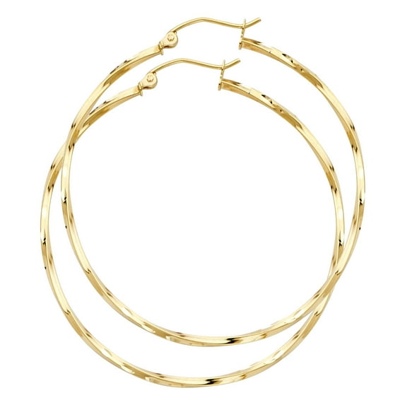 14k Yellow Gold Curled Hoop Earrings , (45mm X 45mm)
