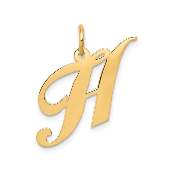 14k Yellow Gold Cursive Letter H Pendant for Women or Unisex Wearers, Script Initial Charm, Personalized Jewelry for Everyday Style and Identity