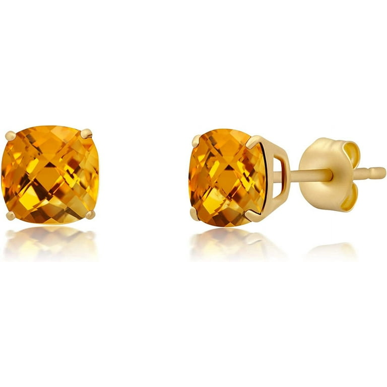 14k Gold Cushion Cut 6mm Genuine Gemstone Earrings 14k Gold Cushion Cut 6mm Genuine Gemstone Earrings