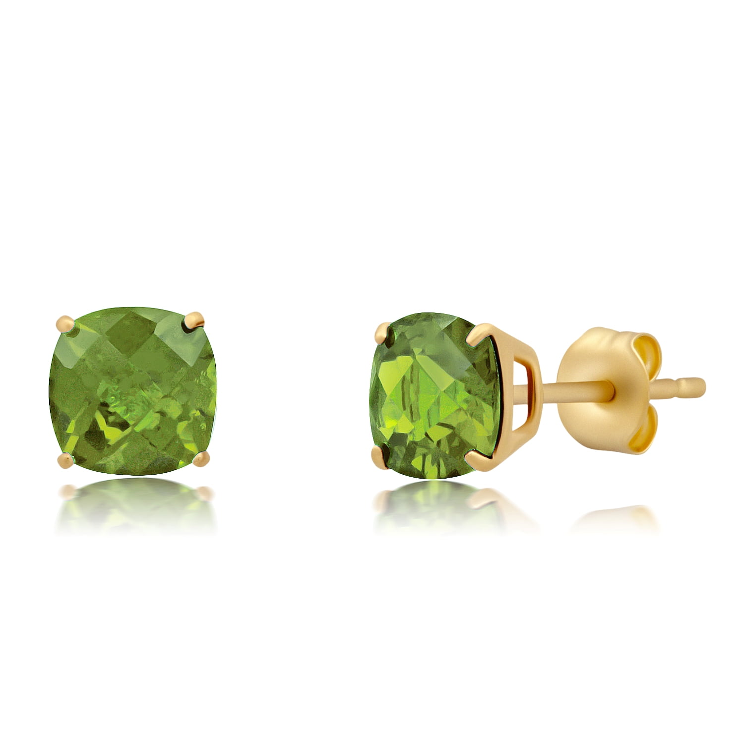 Chequerboard Peridot Stud Earrings in Yellow Gold | 4.40ctw | The Village  Goldsmith