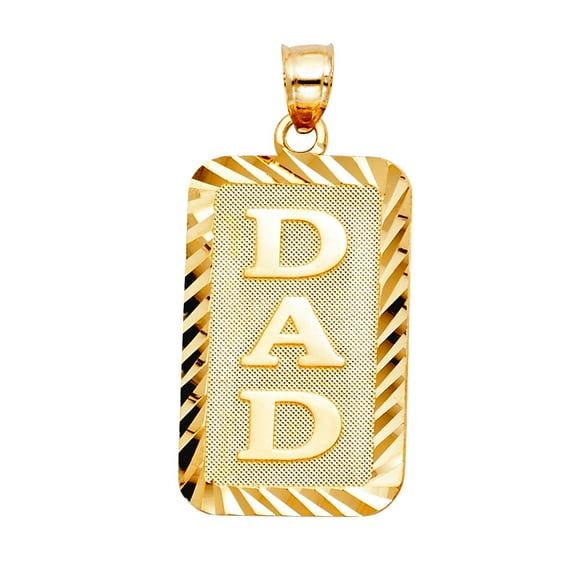 14k Yellow Gold Dad Pendant Necklace 18x33mm Pendant for Women - 2.6 Grams