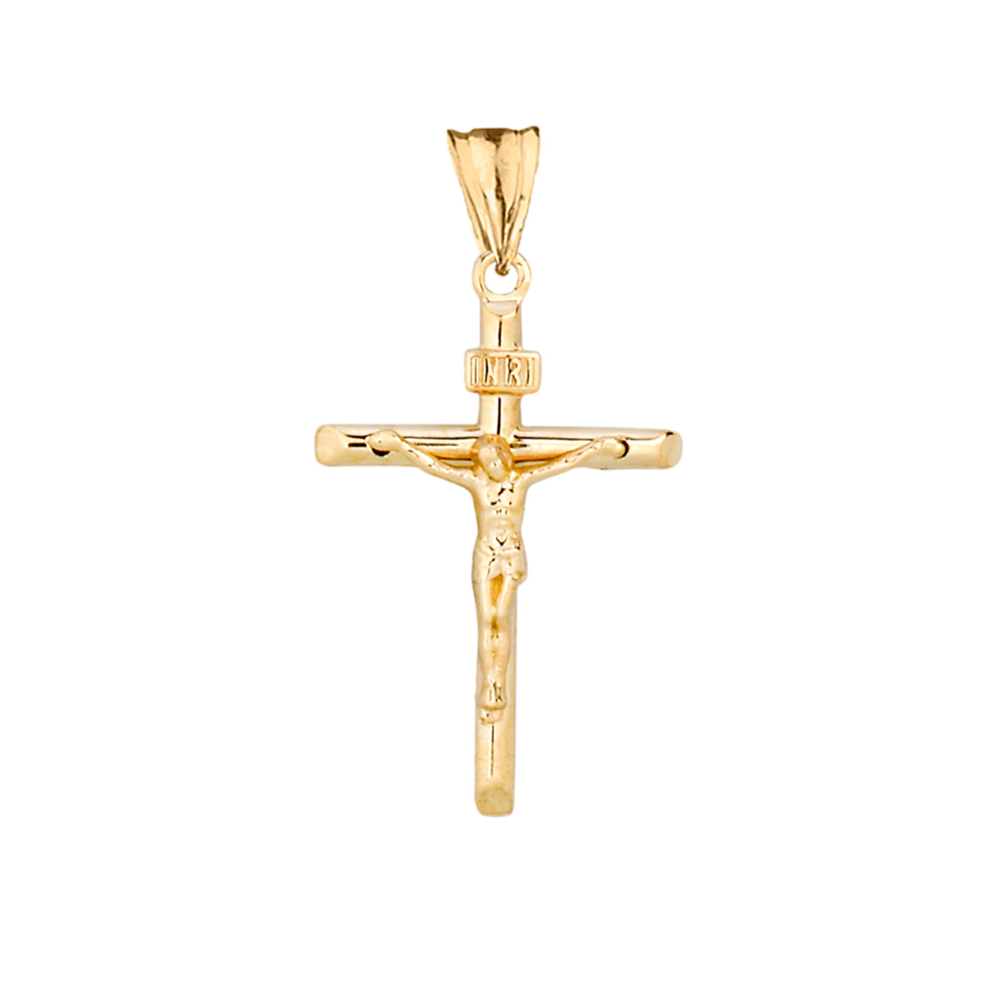 FACTORY DIRECT JEWELRY 14k Yellow Gold Dainty Crucifix Cross (INRI) Pendant