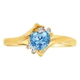 thumbnail image 1 of 14k Yellow Gold, Dainty Heart Shape Ring Lt Blue CZ Dec Synthetic Birthstones Size 8, 1 of 3