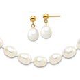 thumbnail image 1 of 14k Yellow Gold Dangle Pearl clasp Post White Potato Freshwater Cultured Pearl 18 In. Necklace and Earrings Set Jewelry, 1 of 2